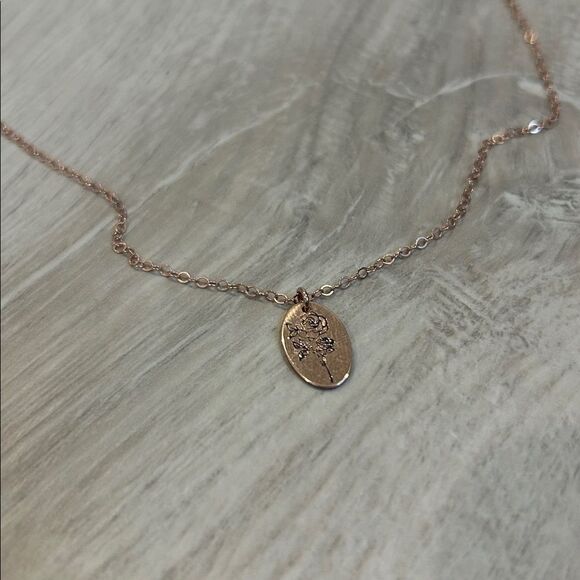 Ebb & Flow 14k Rose Gold Filled Necklace Birth Flower June Rose Stamped Pendant - Picture 5 of 7